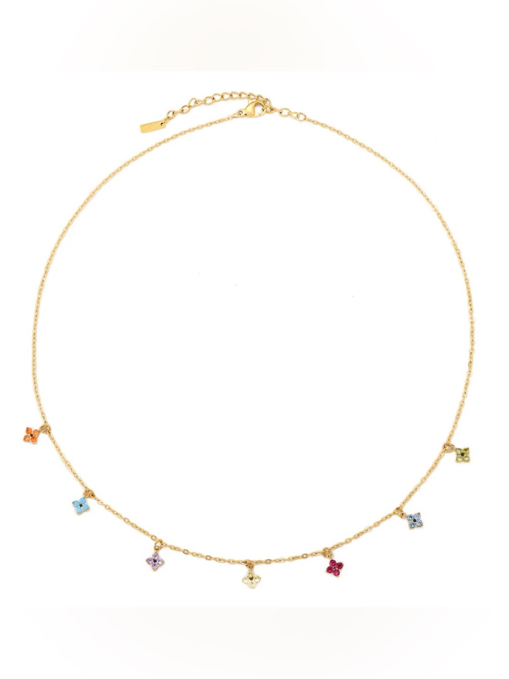 Gold Multi-Color Flower Charm necklace island lights choker - Picture 4 of 8